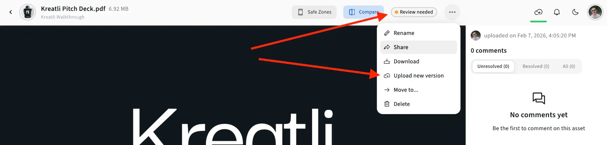 Share and track PDF annotations in Kreatli